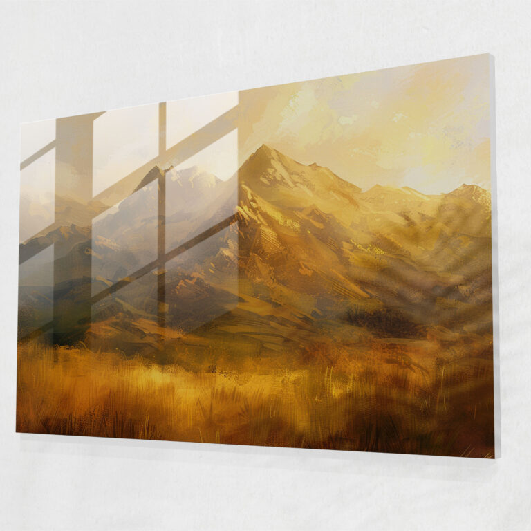 Mountain Landscape Glass Wall Art - Post-Impressionism, Glass Art, Wall Decoration, Home Decoration