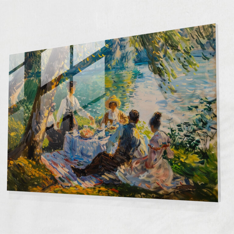 Picnic In The Park Glass Print - Post-Impressionism, Modern Art, Glass Art, Glass Print