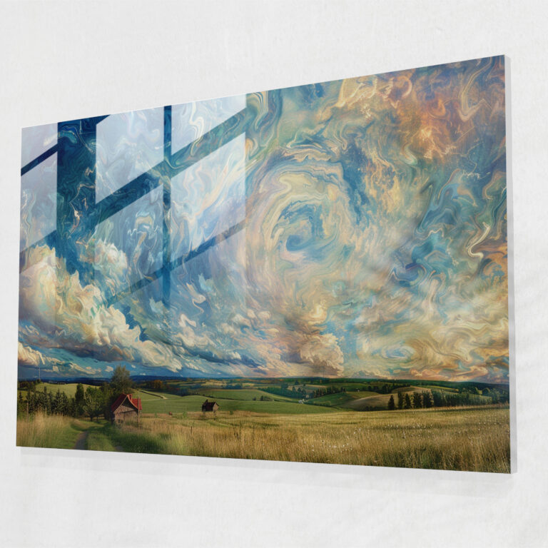 Swirling Sky Glass Print - Post-Impressionism, Wall Decoration, Home Decoration, Post-Impressionism