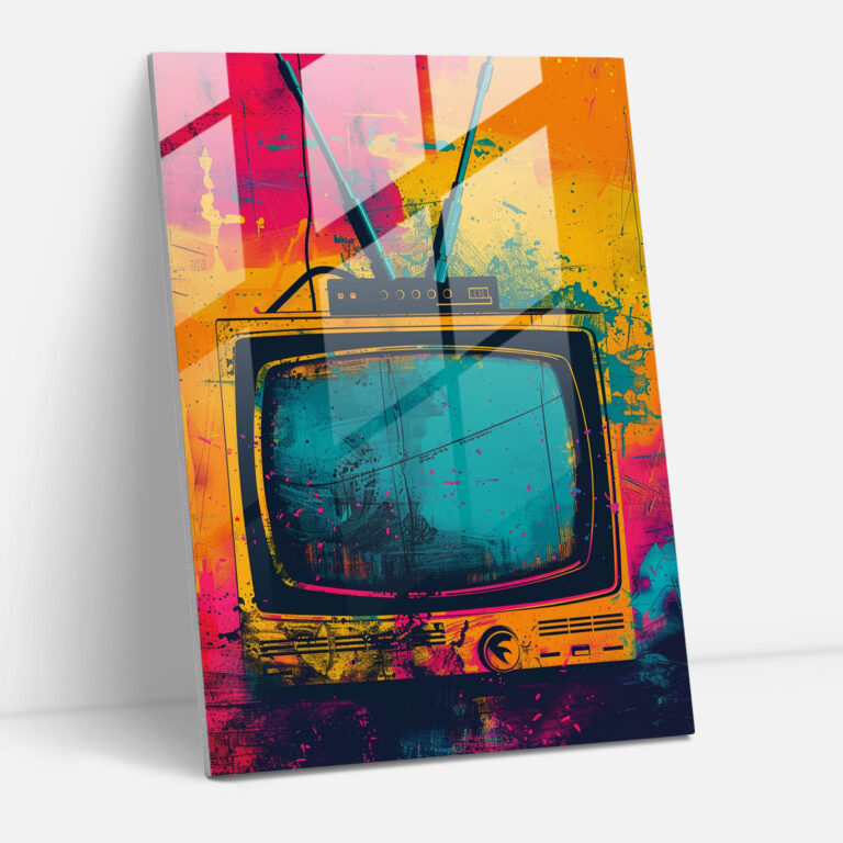Popart Style Glass Wall Art - Popart, Popart Style, Glass Wall Art, Retro Television