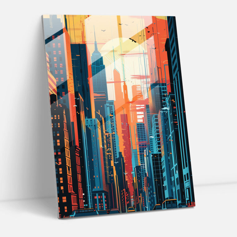 Popart Style Glass Wall Art - Popart, Glass Wall Art, Wall Decoration, Cityscape