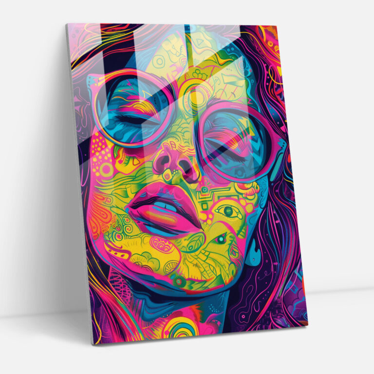 Popart Style Psychedelic Glass Print - Popart, Wall Decoration, Glass Print, Popart Style
