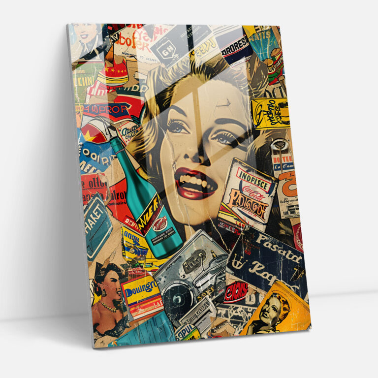 Popart Style Glass Wall Art - Popart, Eclectic, Glass Wall Art, Vintage Advertisements