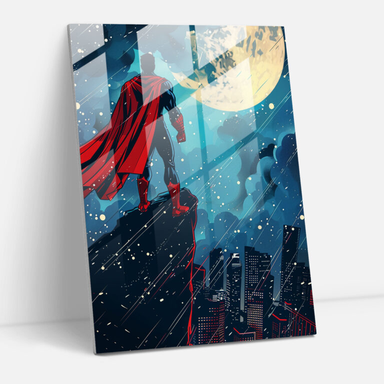 Popart Style Glass Print - Popart, Vibrant, Comic Book Superhero, Wall Decoration