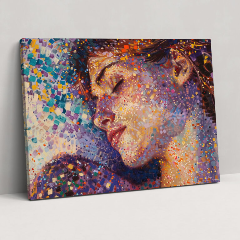 Portrait Of A Woman Pointillism Canvas Print - Pointillism, Canvas Print, Portrait, Home Decoration