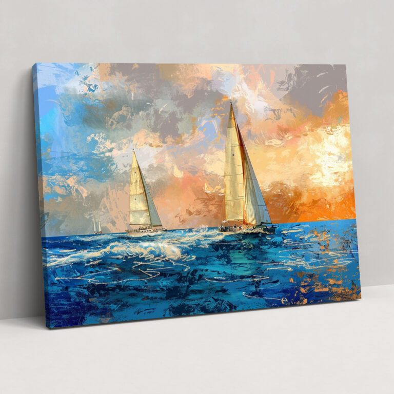 Seascape Sailboats Pointillism Wall Decoration - Pointillism, Seascape, Pointillism, Home Decoration