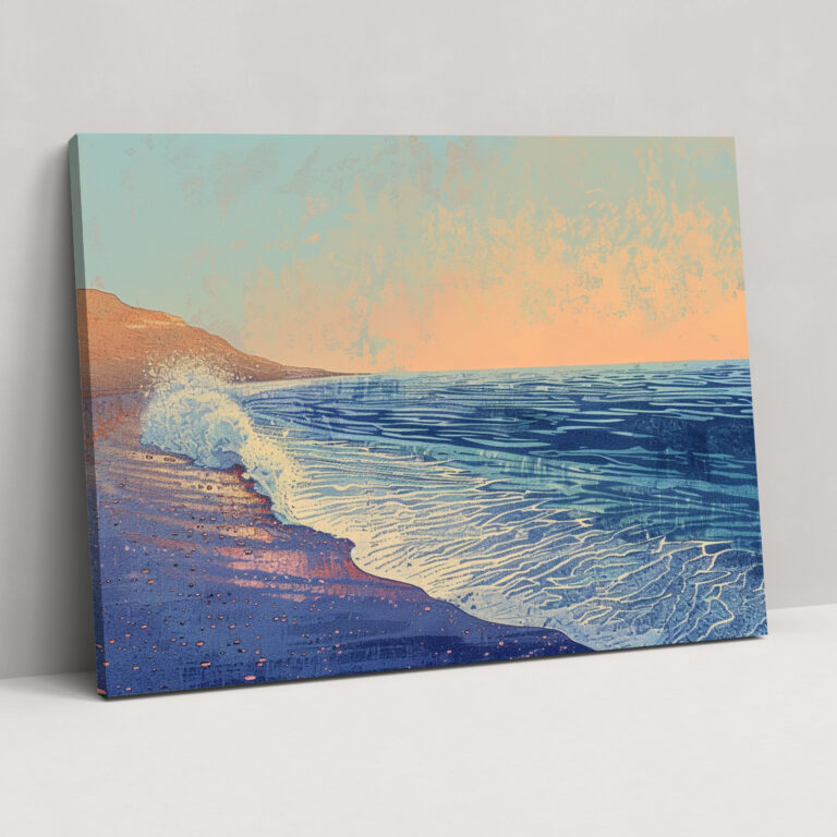 Serene Ocean Pointillism Canvas Wall Art - Pointillism, Wall Art, Canvas Wall Art, Pointillism