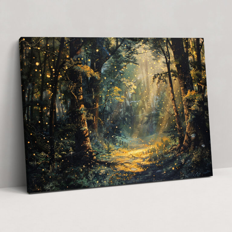 Enchanting Forest Pointillism Canvas Print - Pointillism, Canvas, Canvas Print, Canvas Wall Art