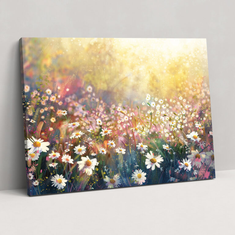 Field Of Flowers Pointillism Wall Art - Pointillism, Pointillism, Wall Art, Canvas Print