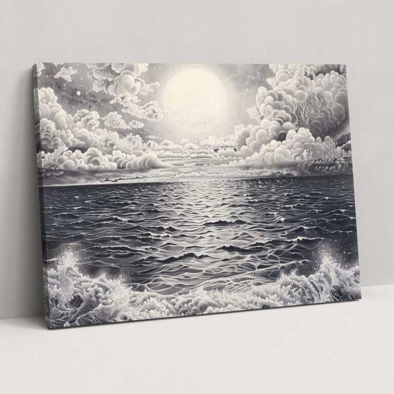 Seascape Pointillism Canvas Print Wall Art - Pointillism, Home Decoration, Canvas Print, Canvas Wall Art