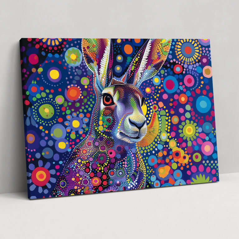 Whimsical Pointillism Animal Canvas Print - Pointillism, Wall Decoration, Pointillism, Canvas