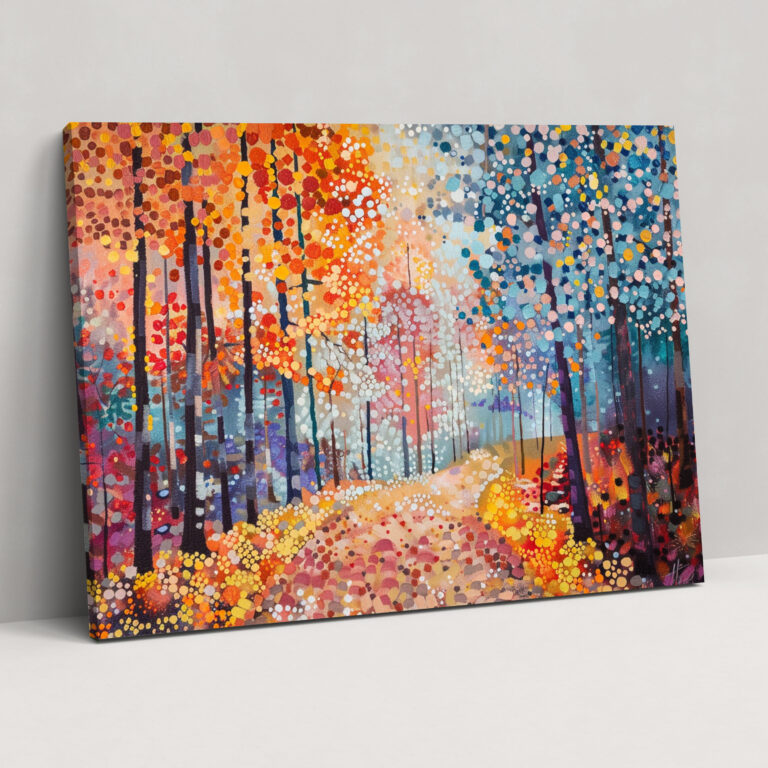 Mystical Forest Pointillism Wall Art - Pointillism, Wall Decoration, Wall Art, Home Decoration