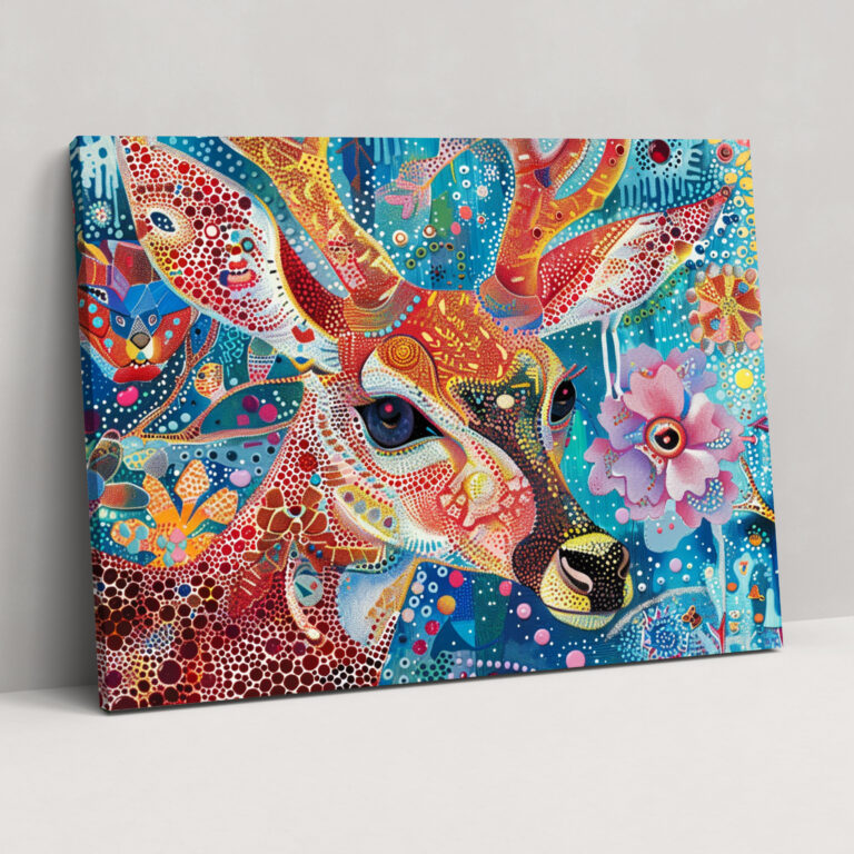 Whimsical Animal Characters Pointillism Canvas Art - Pointillism, Wall Decoration, Wall Art, Canvas Wall Art