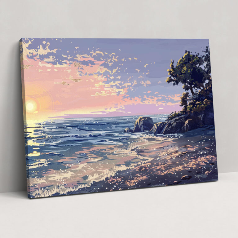 Calming Seascape Pointillism Wall Art - Pointillism, Canvas, Home Decoration, Wall Art