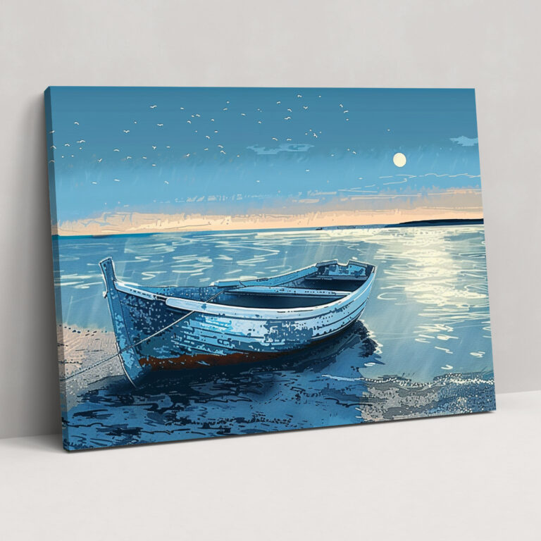 Seascape Pointillism Canvas Print - Pointillism, Canvas Wall Art, Wall Art, Pointillism