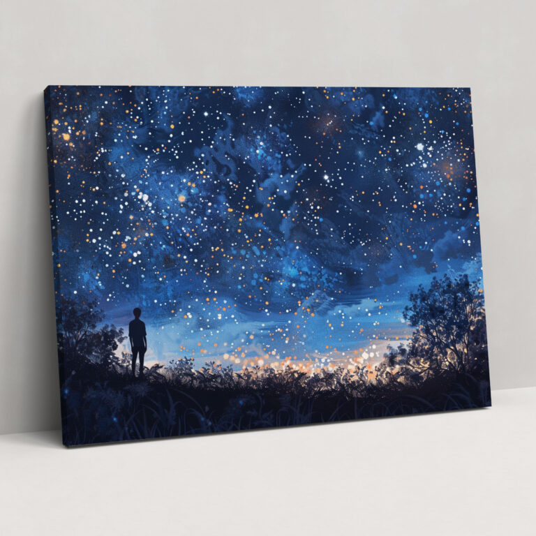 Starry Night Pointillism Canvas Print - Pointillism, Wall Decoration, Starry Night Sky, Canvas