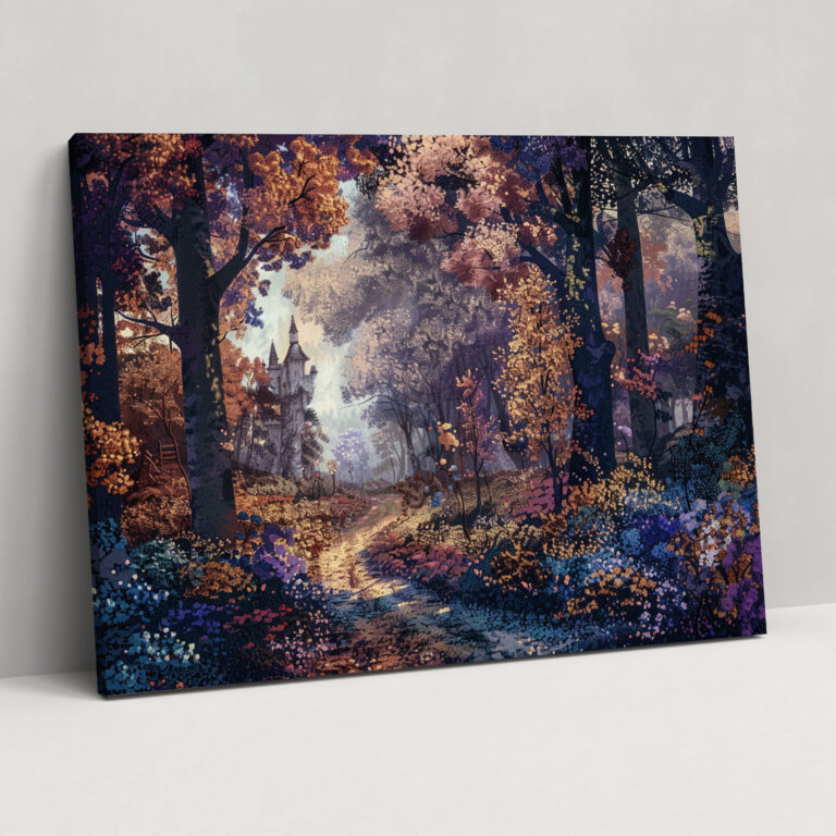 Fairytale Forest Pointillism Canvas Print - Pointillism, Home Decoration, Canvas Wall Art, Pointillism