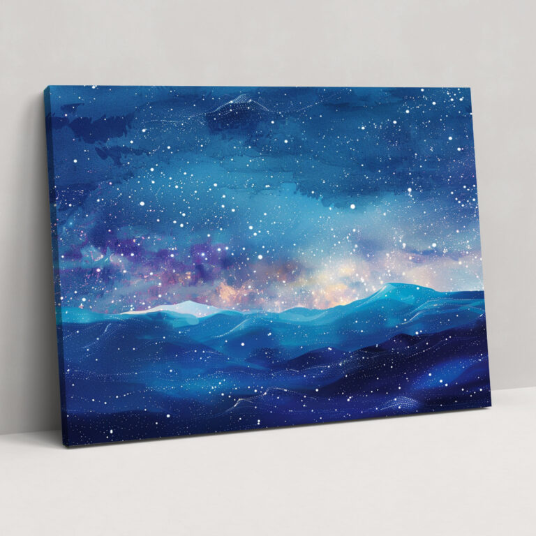 Starry Night Sky Pointillism Canvas Print - Pointillism, Wall Decoration, Home Decoration, Canvas