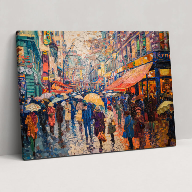 Street Scene Pointillism Wall Decoration - Pointillism, Canvas, Canvas Wall Art, Canvas Print