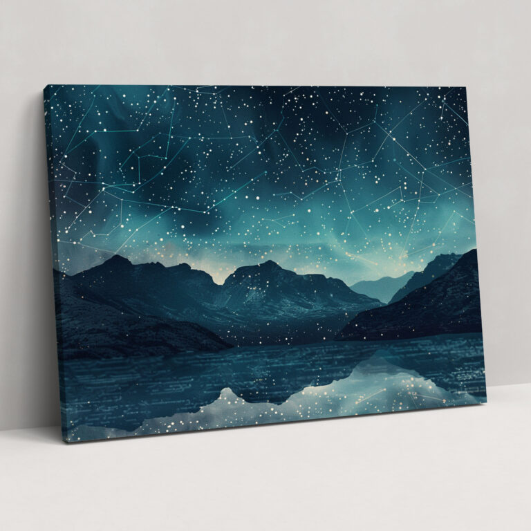 Starry Night Sky Canvas Print - Pointillism, Canvas Print, Home Decoration, Wall Art