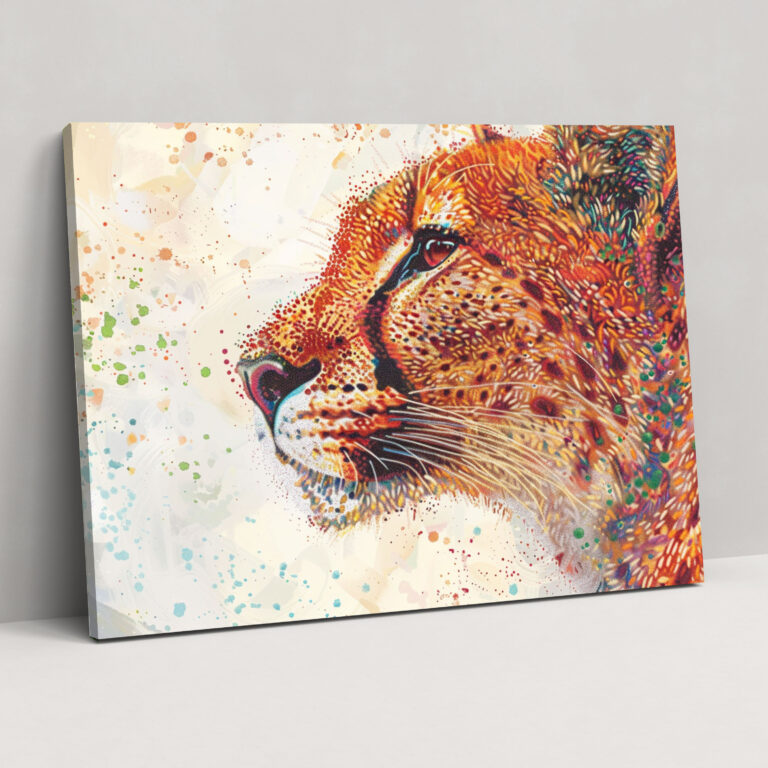 Pointillism Animal Portrait Canvas Print - Pointillism, Wall Art, Playful, Canvas