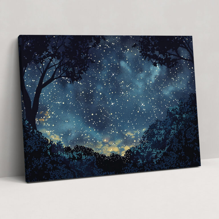 Starry Night Pointillism Wall Art - Pointillism, Pointillism, Canvas Wall Art, Wall Art