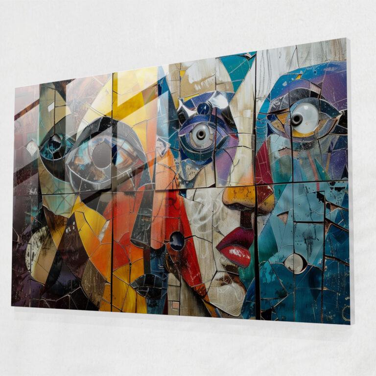 Pablo Picasso Glass Wall Art - Collage Of Faces - Pablo Picasso, Glass Wall Art, Collage Of Faces, Home Decoration