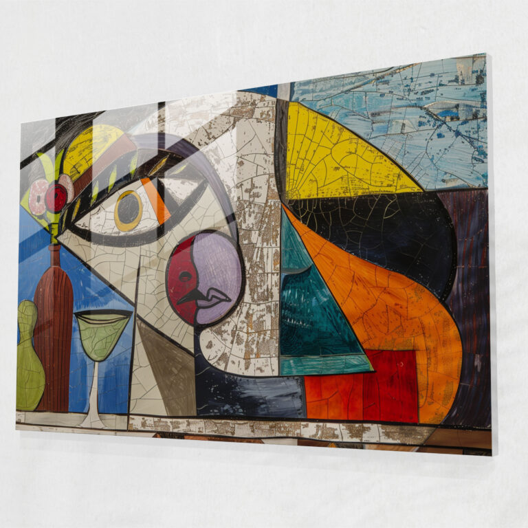 Pablo Picasso Glass Print: Whimsical Surrealist Composition - Pablo Picasso, Glass Art, Artistic Decor, Surrealist Composition
