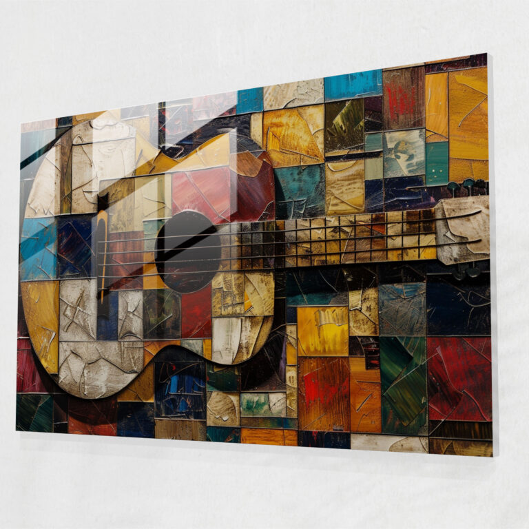 Pablo Picasso Glass Wall Art - Abstract Guitar Interpretation - Pablo Picasso, Abstract Art, Pablo Picasso, Modern Art