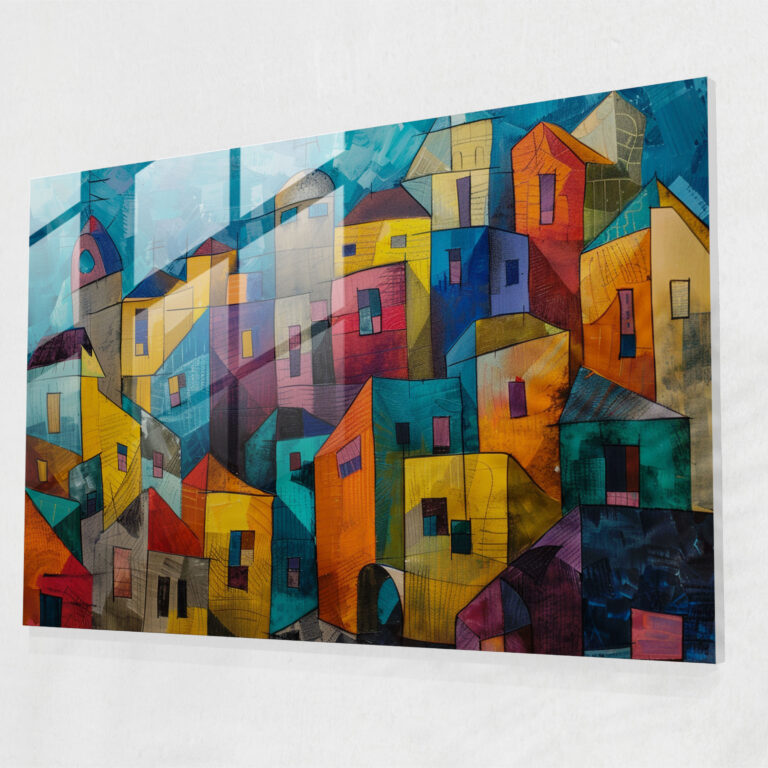 Modern Art Glass Wall Art - Cubist Cityscape - Pablo Picasso, Glass Wall Art, Glass Art, Pablo Picasso