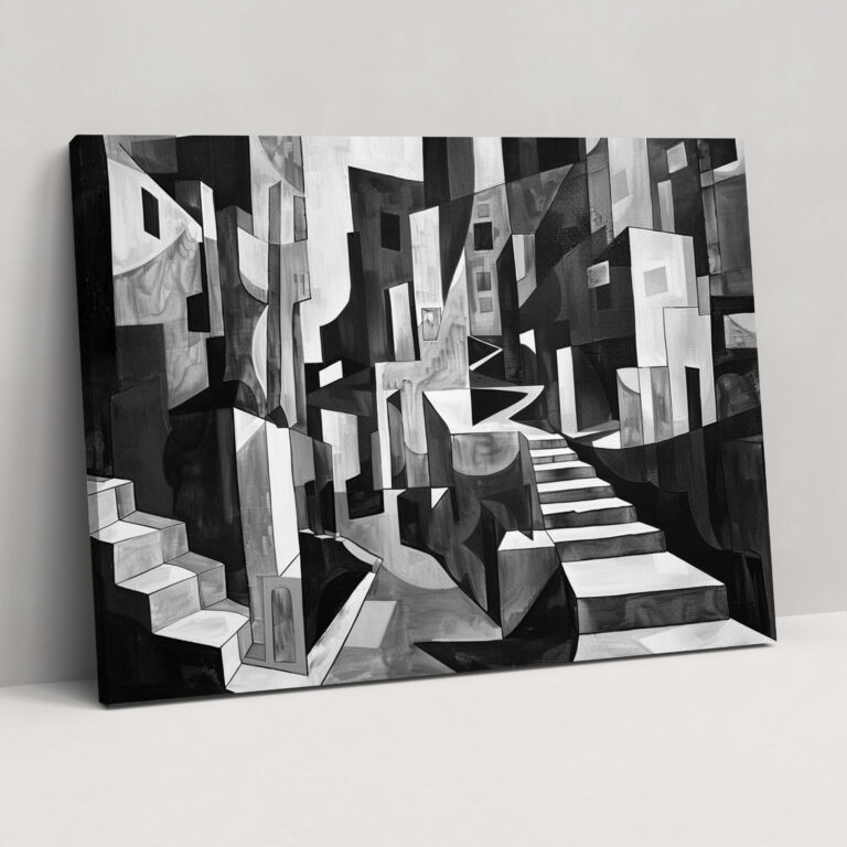 Monochromatic Cubist Cityscape Wall Art - Pablo Picasso, Canvas, Pablo Picasso, Wall Art