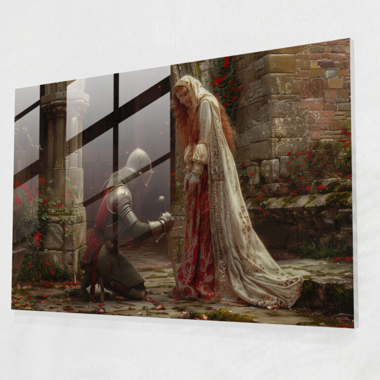 Knight And Lady Glass Wall Art - Pre-Raphaelite Brotherhood, Glass Art, Pre-Raphaelite Brotherhood, Home Decoration
