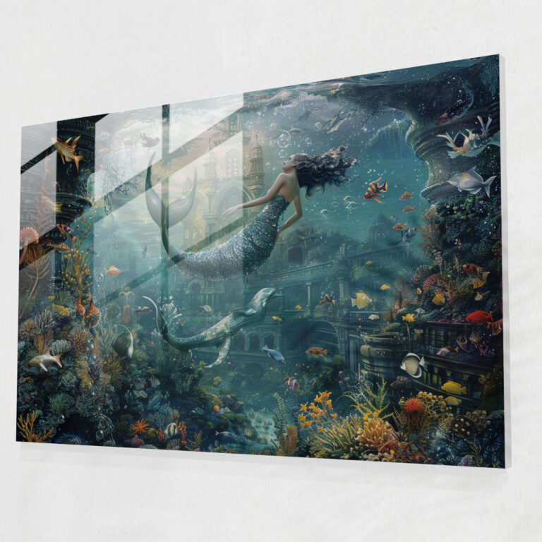 Underwater Fantasy Glass Print - Pre-Raphaelite Brotherhood, Sea Creatures, Fantasy, Wall Decoration