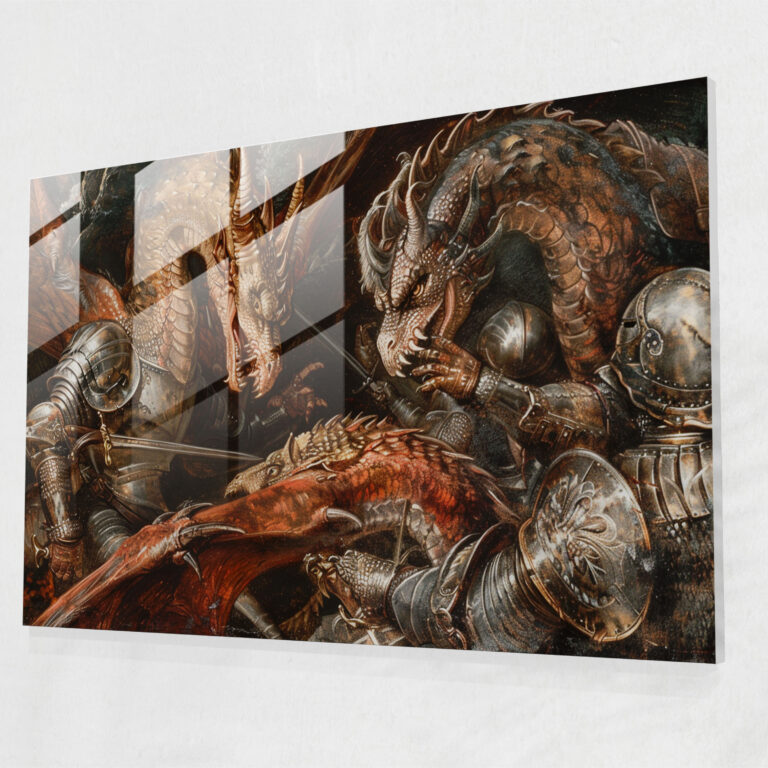 Knights And Dragons Glass Wall Art - Pre-Raphaelite Brotherhood, Home Decoration, Pre-Raphaelite Brotherhood, Glass Wall Art
