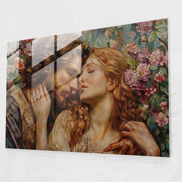 Pre-Raphaelite Brotherhood Modern Art: Romantic Couple - Pre-Raphaelite Brotherhood, Wall Decoration, Glass Art, Pre-Raphaelite Brotherhood