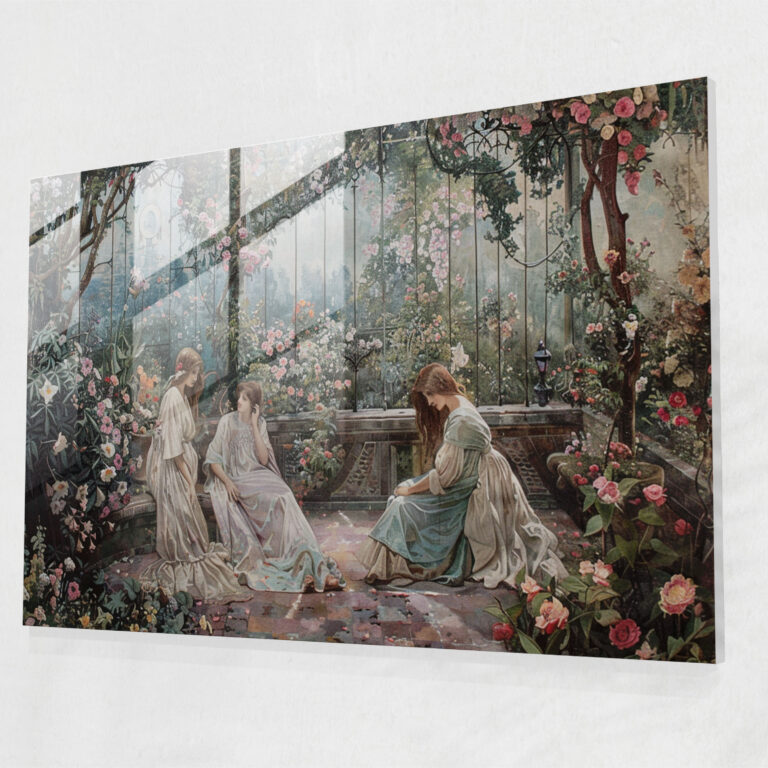 Pre-Raphaelite Brotherhood Glass Print - Large Scale Garden Scene - Pre-Raphaelite Brotherhood, Pre-Raphaelite Brotherhood, Glass Wall Art, Intricate