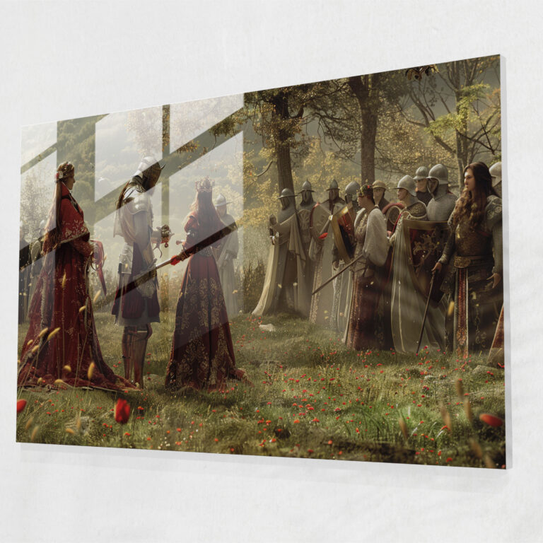 Pre-Raphaelite Brotherhood Glass Print - Dramatic Historical Scene - Pre-Raphaelite Brotherhood, Dramatic, Glass Wall Art, Knights