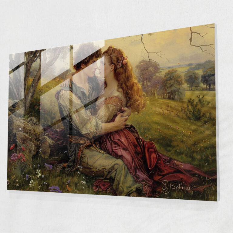 Romantic Meadow Glass Wall Art - Pre-Raphaelite Brotherhood, Couple, Pre-Raphaelite Brotherhood, Beauty