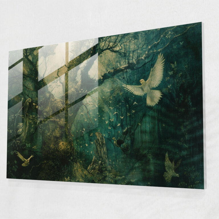 Magical Forest Glass Art - Pre-Raphaelite Brotherhood, Mystical Creatures, Enchantment, Glass Art