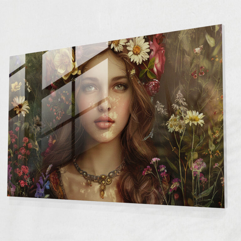 Lady With Flowers Glass Print - Pre-Raphaelite Brotherhood, Romance, Captivating, Lady