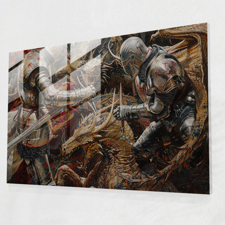 Pre-Raphaelite Brotherhood Knights Vs Dragons Wall Decoration - Pre-Raphaelite Brotherhood, Modern Art, Pre-Raphaelite Brotherhood, Glass Art