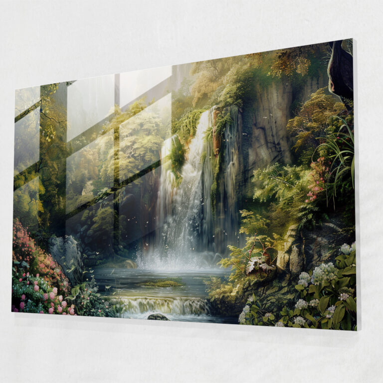 Pre-Raphaelite Brotherhood Serene Waterfall Wall Decoration - Pre-Raphaelite Brotherhood, Wall Decoration, Glass Art, Modern Art