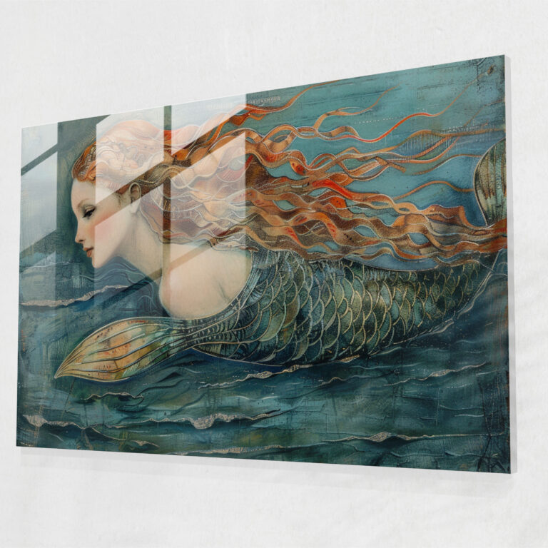 Pre-Raphaelite Brotherhood Wall Decoration - Mythical Mermaid - Pre-Raphaelite Brotherhood, Glass Print, Home Decoration, Pre-Raphaelite Brotherhood