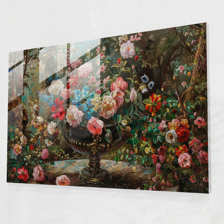 Whimsical Floral Glass Print Wall Decoration - Pre-Raphaelite Brotherhood, Glass Art, Modern Art, Wall Decoration