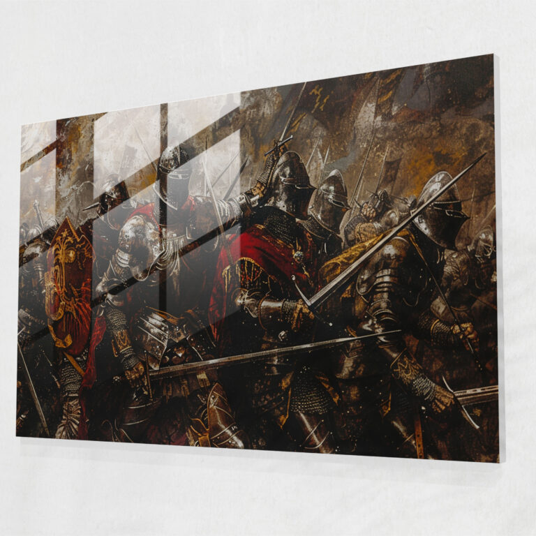 Medieval Battle Glass Wall Art Home Decoration - Pre-Raphaelite Brotherhood, Glass Print, Glass Art, Glass Wall Art
