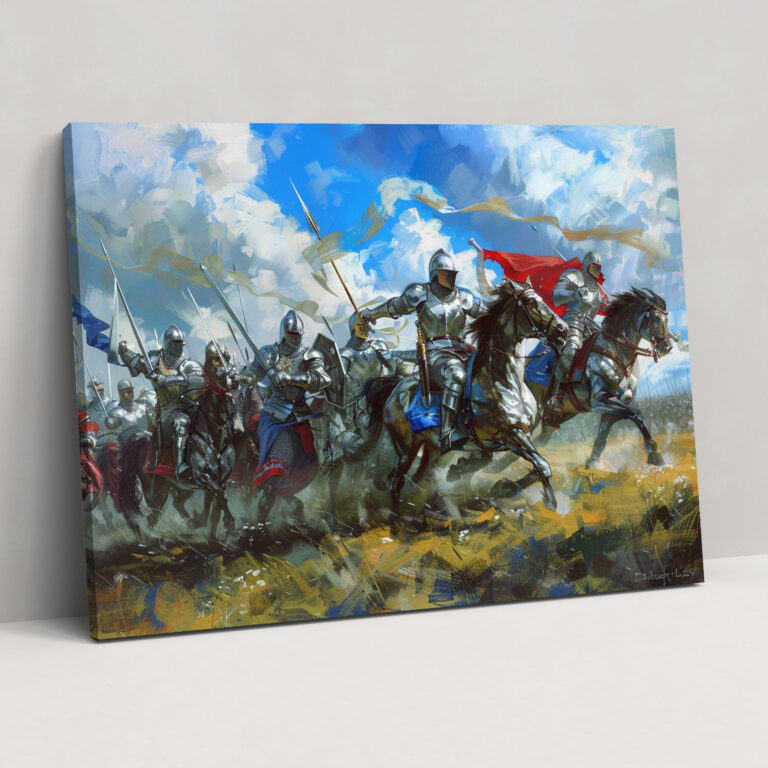 Pre-Raphaelite Brotherhood Canvas Print - Medieval Knights In Battle Wall Art - Pre-Raphaelite Brotherhood, Canvas Print, Canvas, Canvas Wall Art