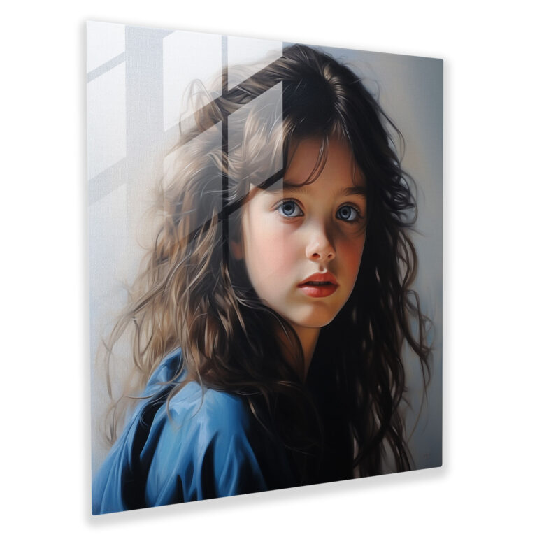 Innocent Wonder Glass Print - Portrait, Glass Art, Realistic, Modern Art