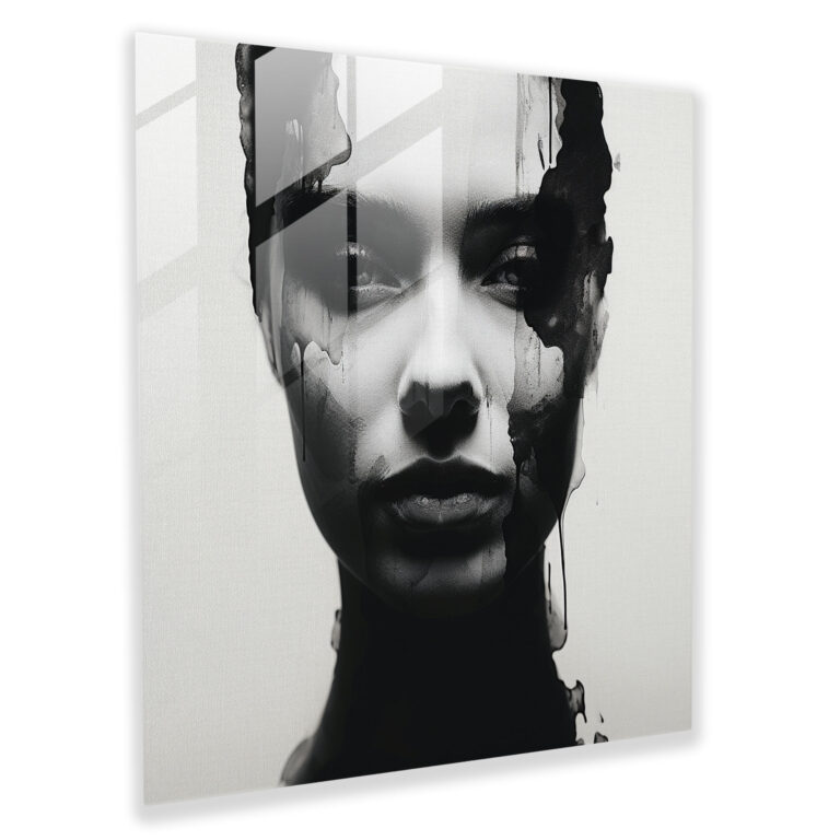 Minimalist Monochrome Glass Print - Portrait, Portrait, Simple, Modern Art