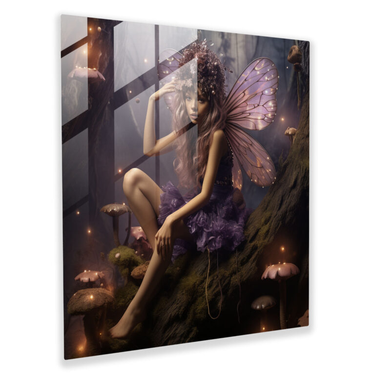 Purple Fairy Glass Print - Purple, Home Decoration, Glass Print, Glass Art