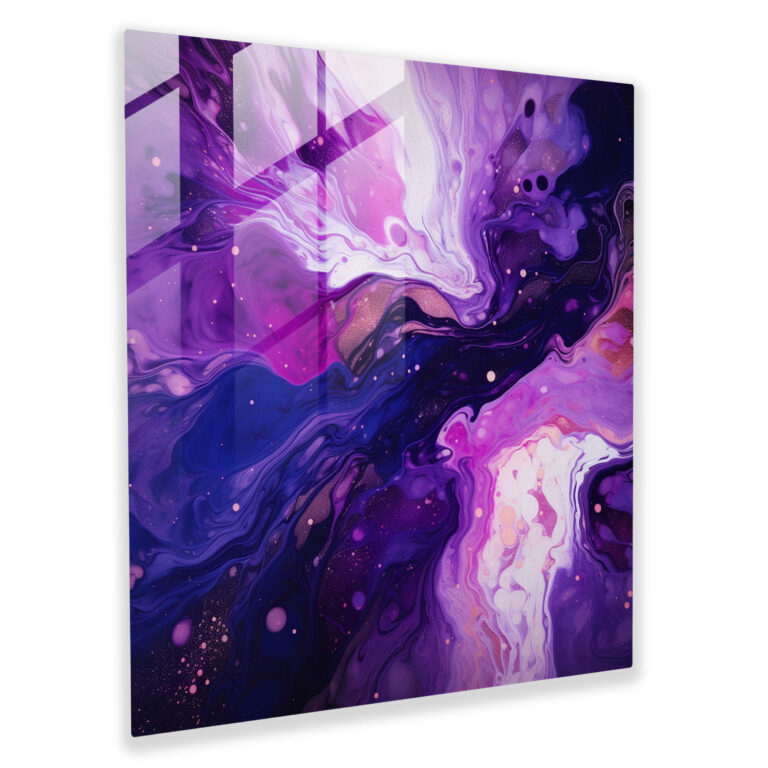 Purple Cosmic Nebula Glass Print - Purple, Wall Decoration, Cosmic Nebula, Glass Wall Art